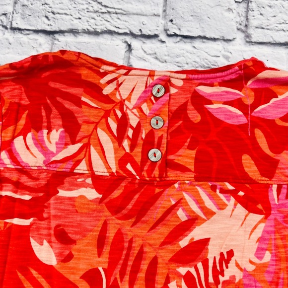 Chicos Pink Hawaiian Short Sleeve T Shirt Top Womens 2 Large Tropical Floral - Picture 9 of 10